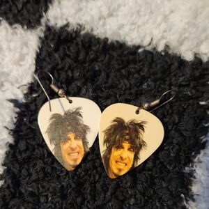 💀Unique Guitar Pick Earrings with Nikki Sixx